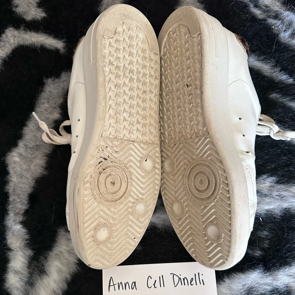 Purestar Golden Goose White Leather Sneakers with Leopard Heel Tab - Picture 6 of 8